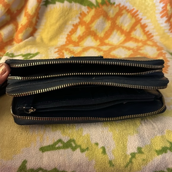 Kate Spade pebbled navy leather zip wallet large - Picture 8 of 9